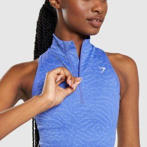Gymshark Adapt Animal Seamless Crop 1/2 Zip - Court Blue XL